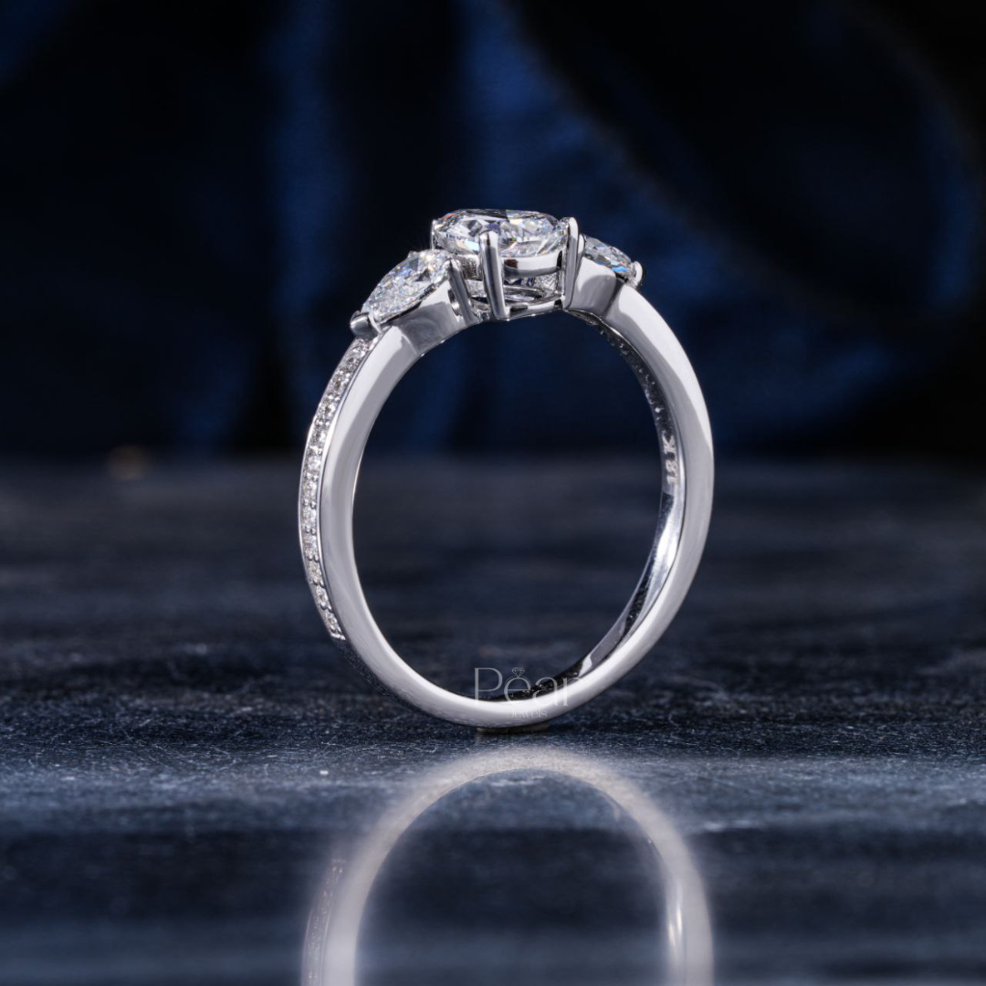 Pear Lab grown Diamond Three Stone Ring