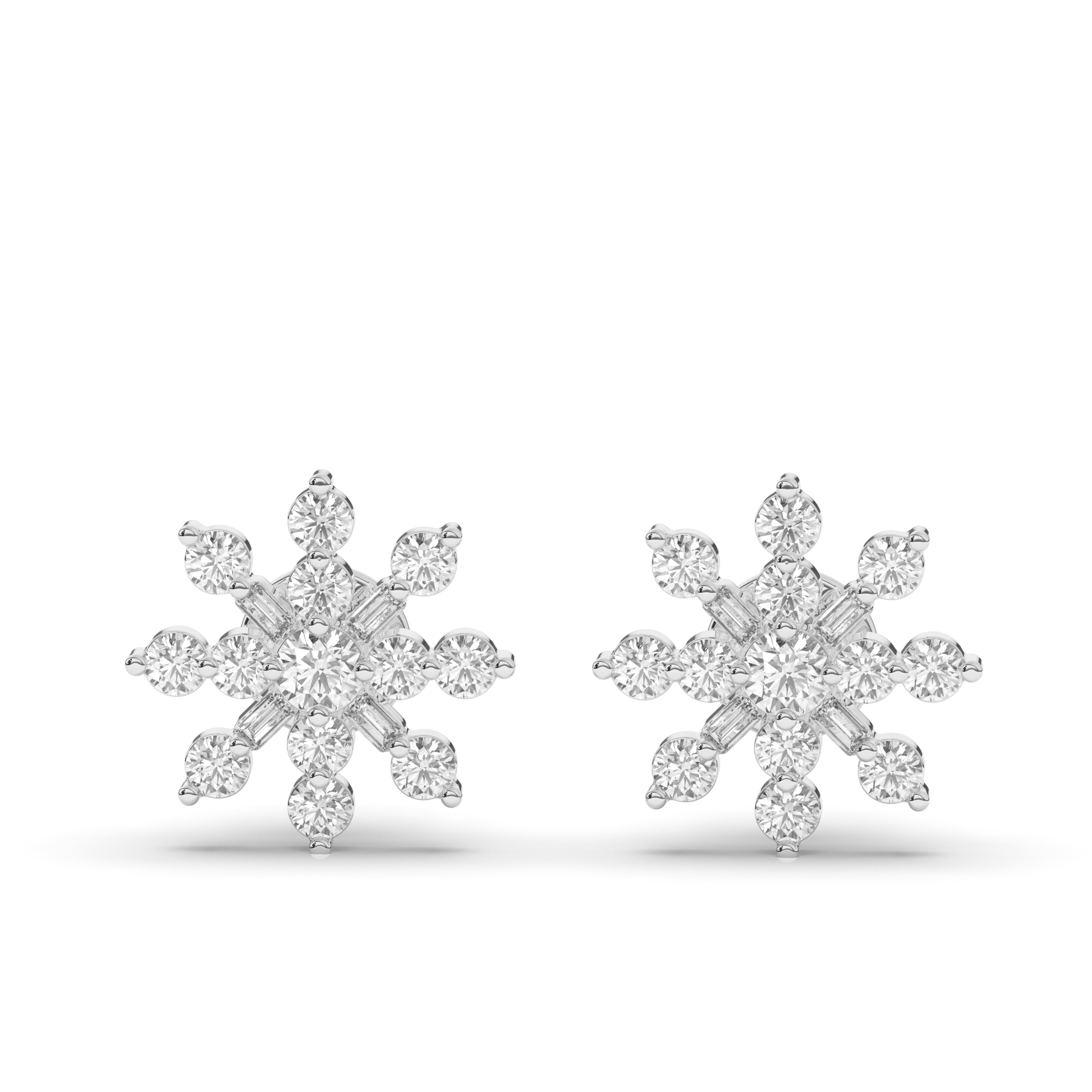 Round & Baguette Lab-Grown Diamond Luxe Cluster Earrings - Pear Jewels