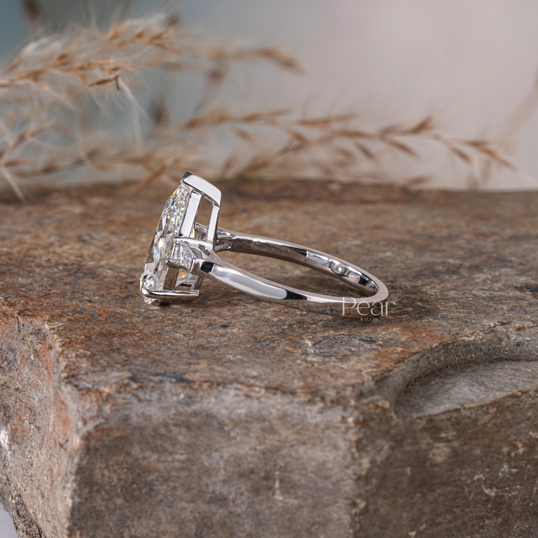 Pear Three-Stone Tapered Baguette Lab-Grown Diamond Ring