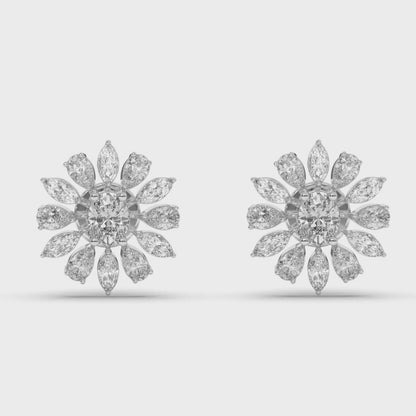 Exquisite Mixed Shape Lab-Grown Diamond Cluster Earrings