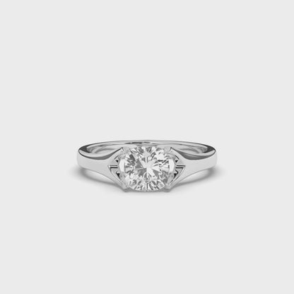 Round Lab-Grown Diamond Solitaire Cushion Ring