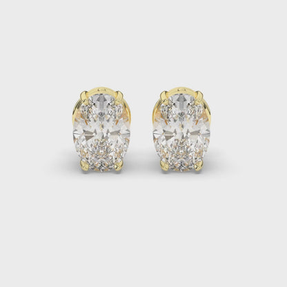 Classic Oval Lab-Grown Diamond Solitaire Studs with Prong Setting