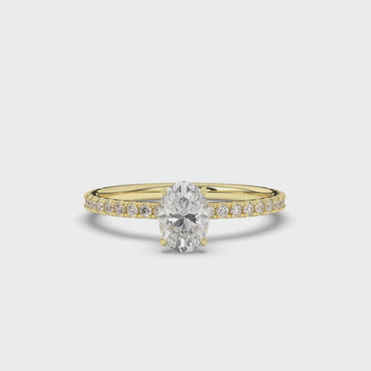 Lab-Grown Diamonds Solitaire Oval Side Stone Ring