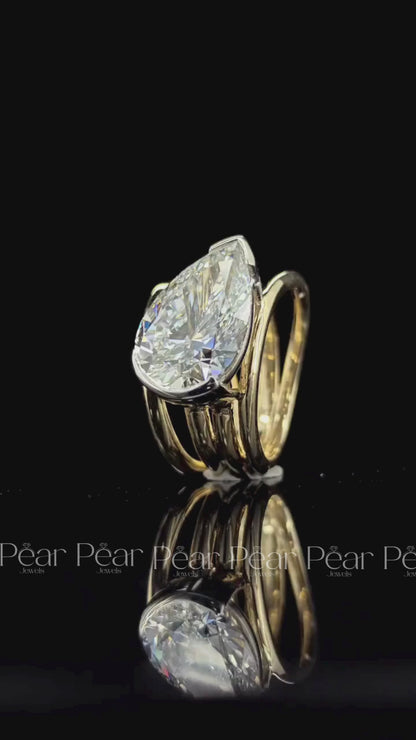 Pear Solitaire Wedding Fancy Band