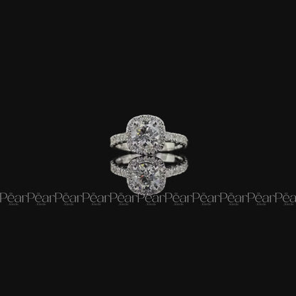 Double Halo Round Lab Grown Diamond Engagement Ring