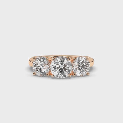 Troupee Round Lab-grown 3 Stone Diamond Ring