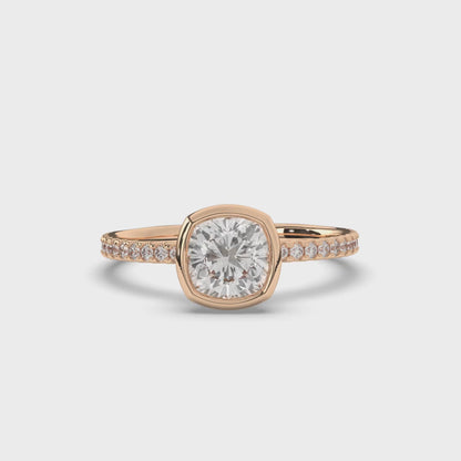 Cushion Bezel Lab-Grown Diamond Engagement Ring