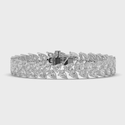 Pear Cut Lab-Grown Diamond Tennis Wreath & Leaf Garland Bracelet