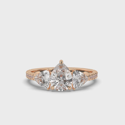 Classic Three-Stone Pear & Trillion Lab-Grown Diamond Engagement Ring