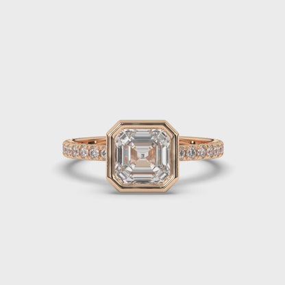 Asscher Bezel Lab-Grown Diamond Engagement Ring