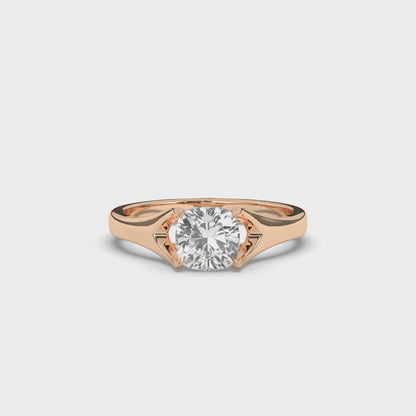 Round Lab-Grown Diamond Solitaire Cushion Ring