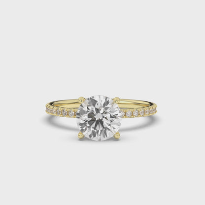 Lab-Grown Diamonds Solitaire Round with Side Stones Ring