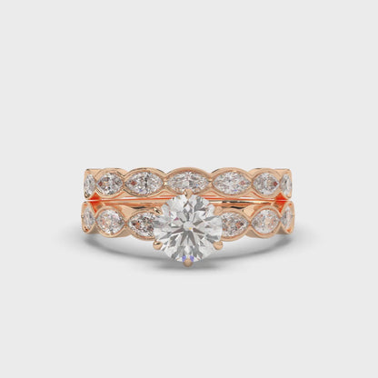 Vintage Marquise Lab-Grown Diamond Bridal Ring Set