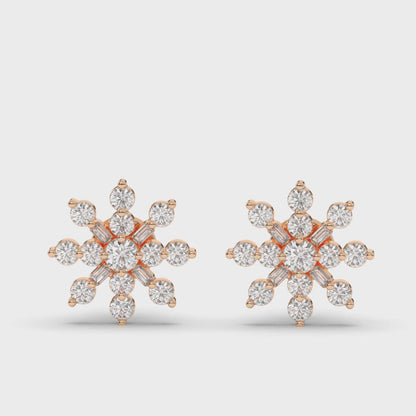 Round & Baguette Lab-Grown Diamond Luxe Cluster Earrings