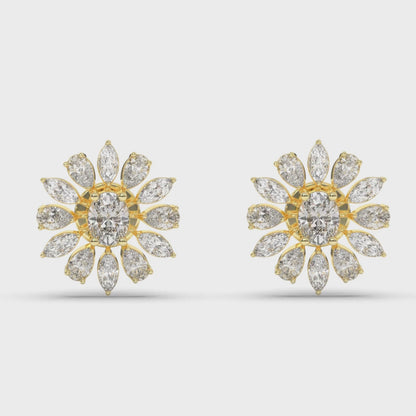 Exquisite Mixed Shape Lab-Grown Diamond Cluster Earrings