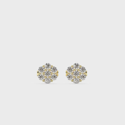 Charming Flower Round Lab-Grown Diamond Ear Studs