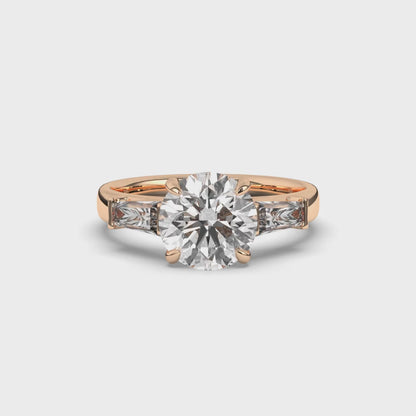 Three Stone Round & Baguette Lab-Grown Diamond Trilogy Ring