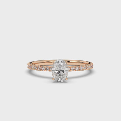 Lab-Grown Diamonds Solitaire Oval Side Stone Ring