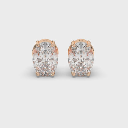 Classic Oval Lab-Grown Diamond Solitaire Studs with Prong Setting