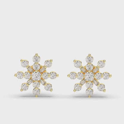 Round & Baguette Lab-Grown Diamond Luxe Cluster Earrings