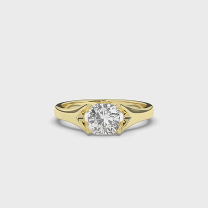 Round Lab-Grown Diamond Solitaire Cushion Ring