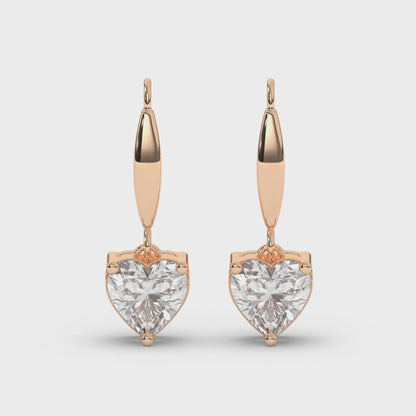 Heart-Shaped Lab-Grown Diamond Dangle Earrings