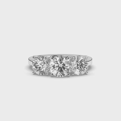 Troupee Round Lab-grown 3 Stone Diamond Ring