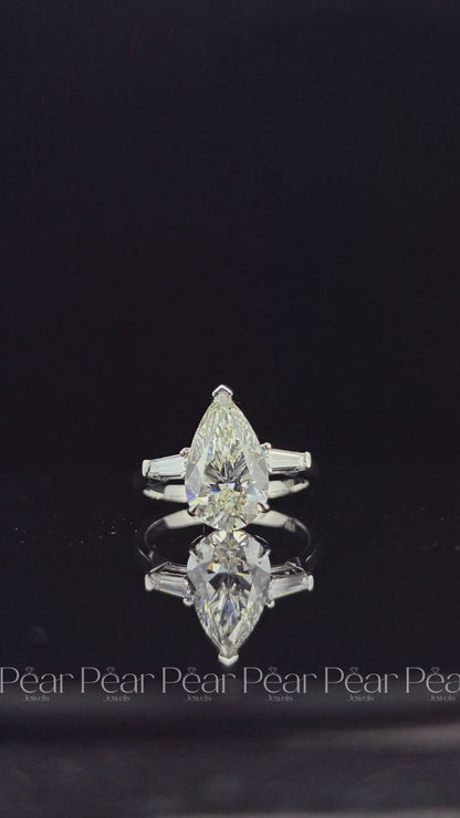 Pear Three-Stone Tapered Baguette Lab-Grown Diamond Ring