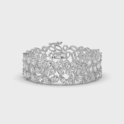 Tennis Bracelet with Elegant Royal Cutwork Lab-grown Diamonds