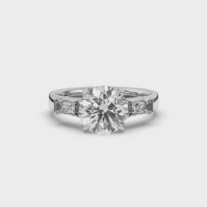 Three Stone Round & Baguette Lab-Grown Diamond Trilogy Ring