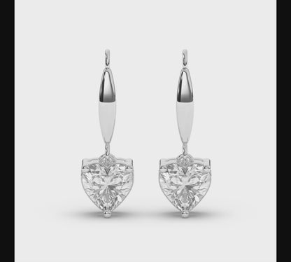 Heart-Shaped Lab-Grown Diamond Dangle Earrings