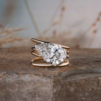 Pear Solitaire Wedding Fancy Band